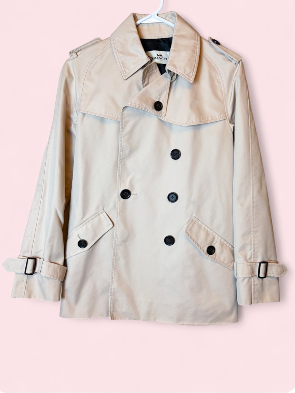 Coach Solid Short Trench in Color Quartz (Blush/Tan) Size S